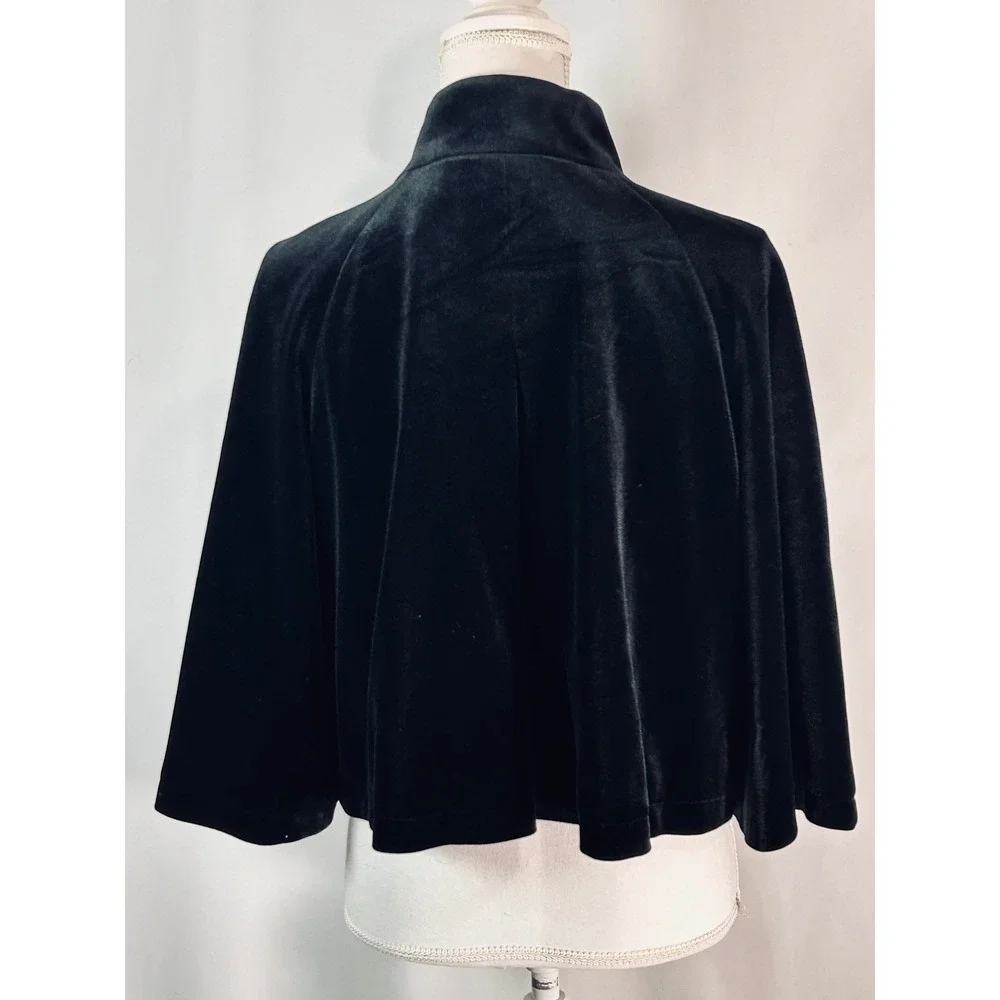 SC by Sara Campbell Black Velvet Capelet Jacket Stand Collar Cropped Coat Medium